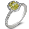 1.62ct.tw. Diamond Ring Center Dia Fancy Yellow 1.01ct. GIA FY/SI2 18KWY DKR002481